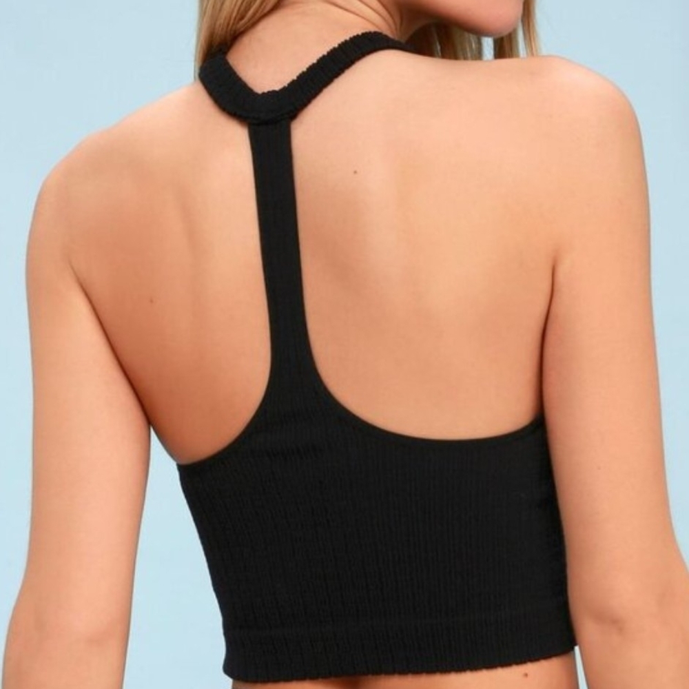 Free People Black Ribbed Crop Top